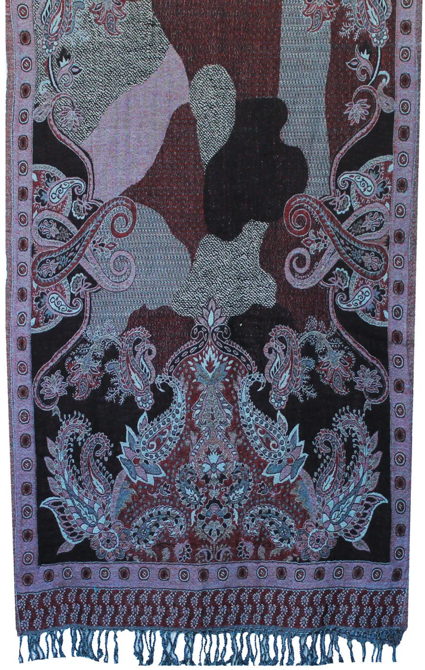 Pure Wool Paisley Shawl Scarves Womens Indian Clothing (78 x 28 inches)