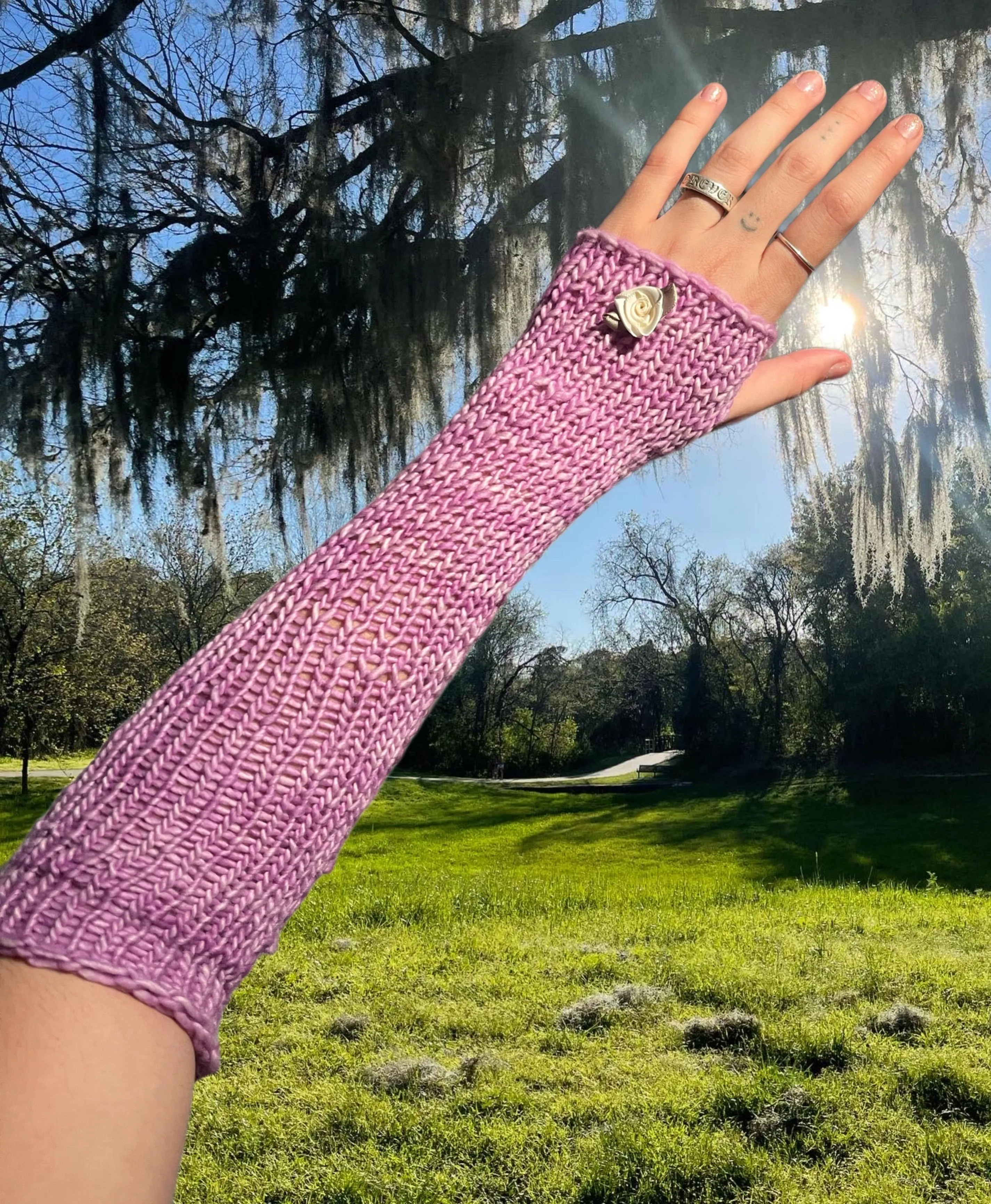 Purple Rosette arm warmers