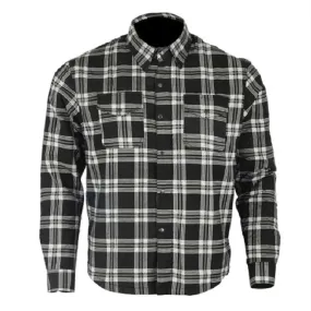 RIDERACT® Men's Motorcycle Riding Reinforced Flannel Shirt Multi Shaded Black & White Check