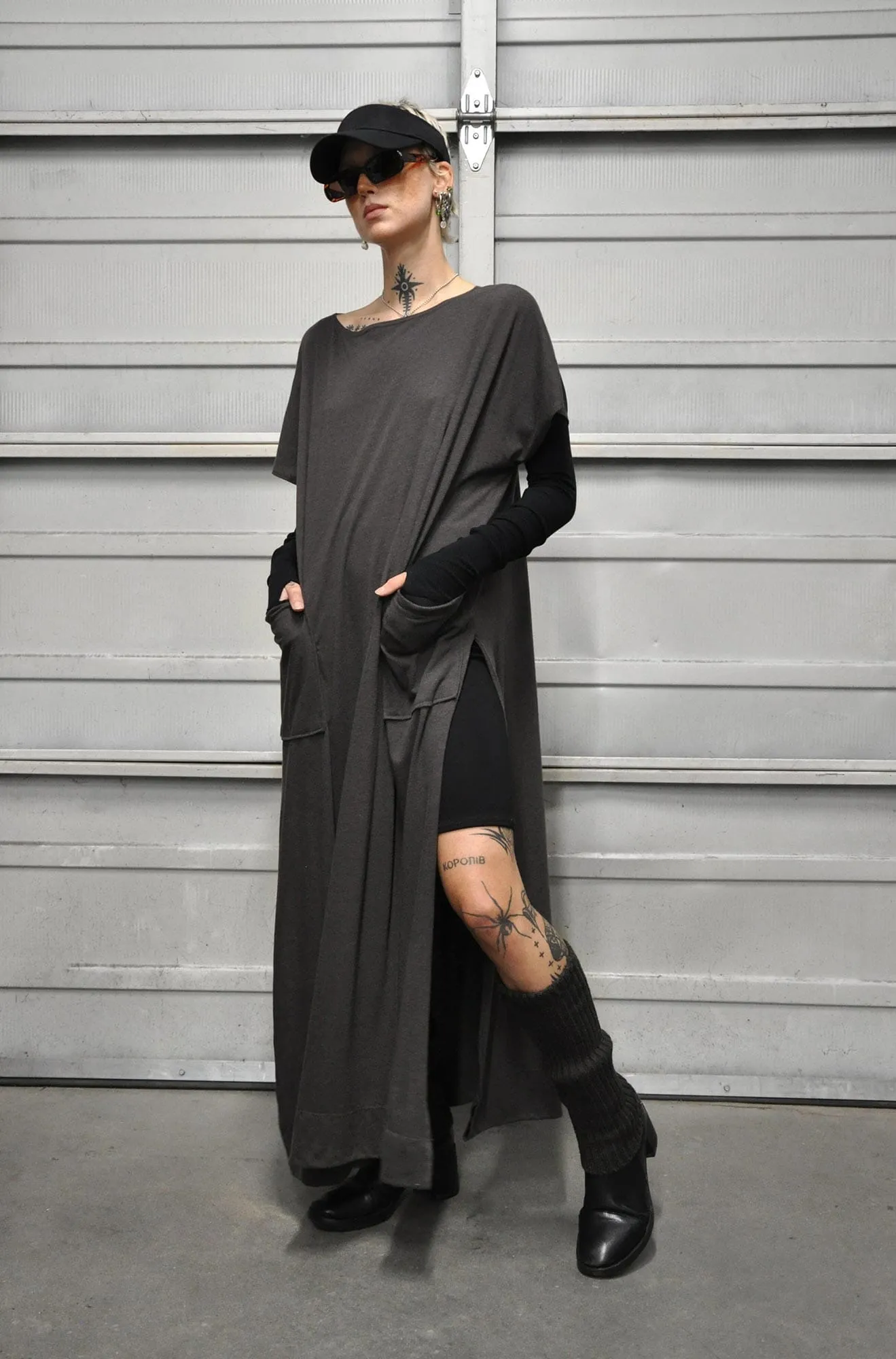 Rise Kaftan - Charcoal Slub