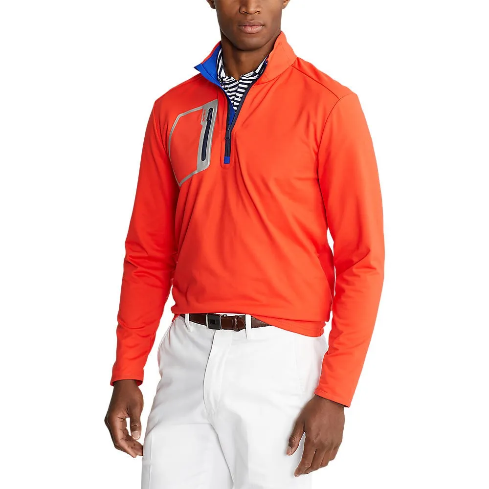 RLX Ralph Lauren Driver Luxury Half Zip Pullover - Tomato/Heritage Royal