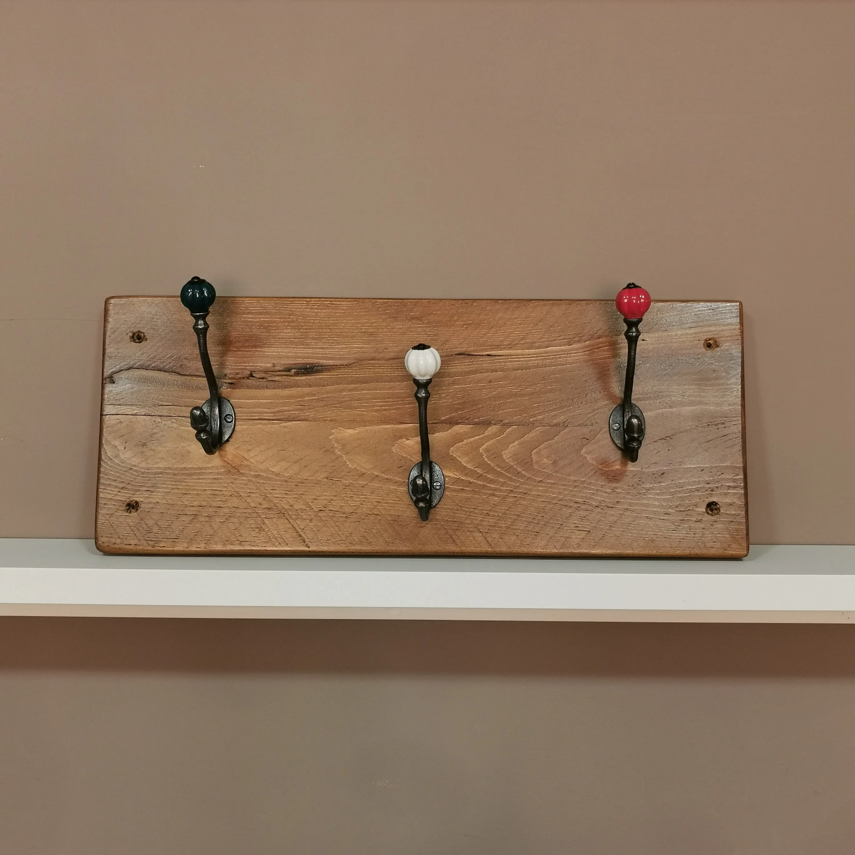 Rustic Handmade Coat Rack - 3 Coloured Double Hangers