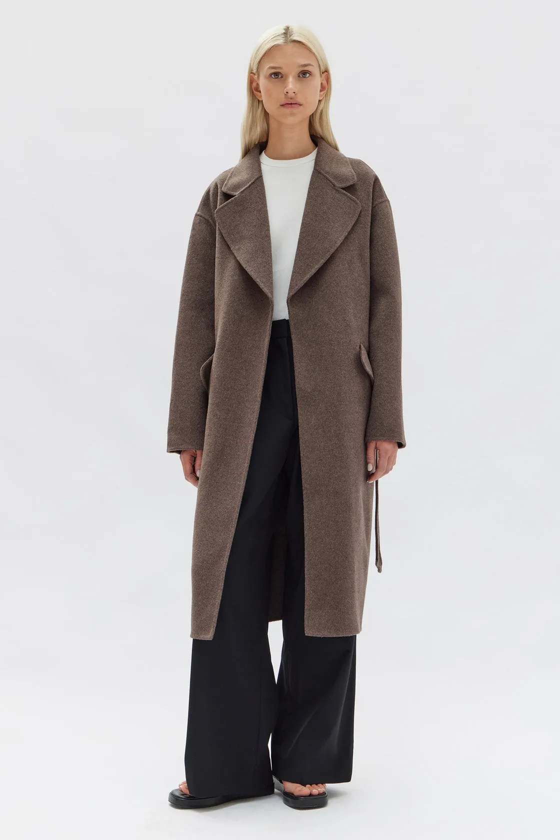 Sadie Cocoa Marle Single Breasted Wool Coat