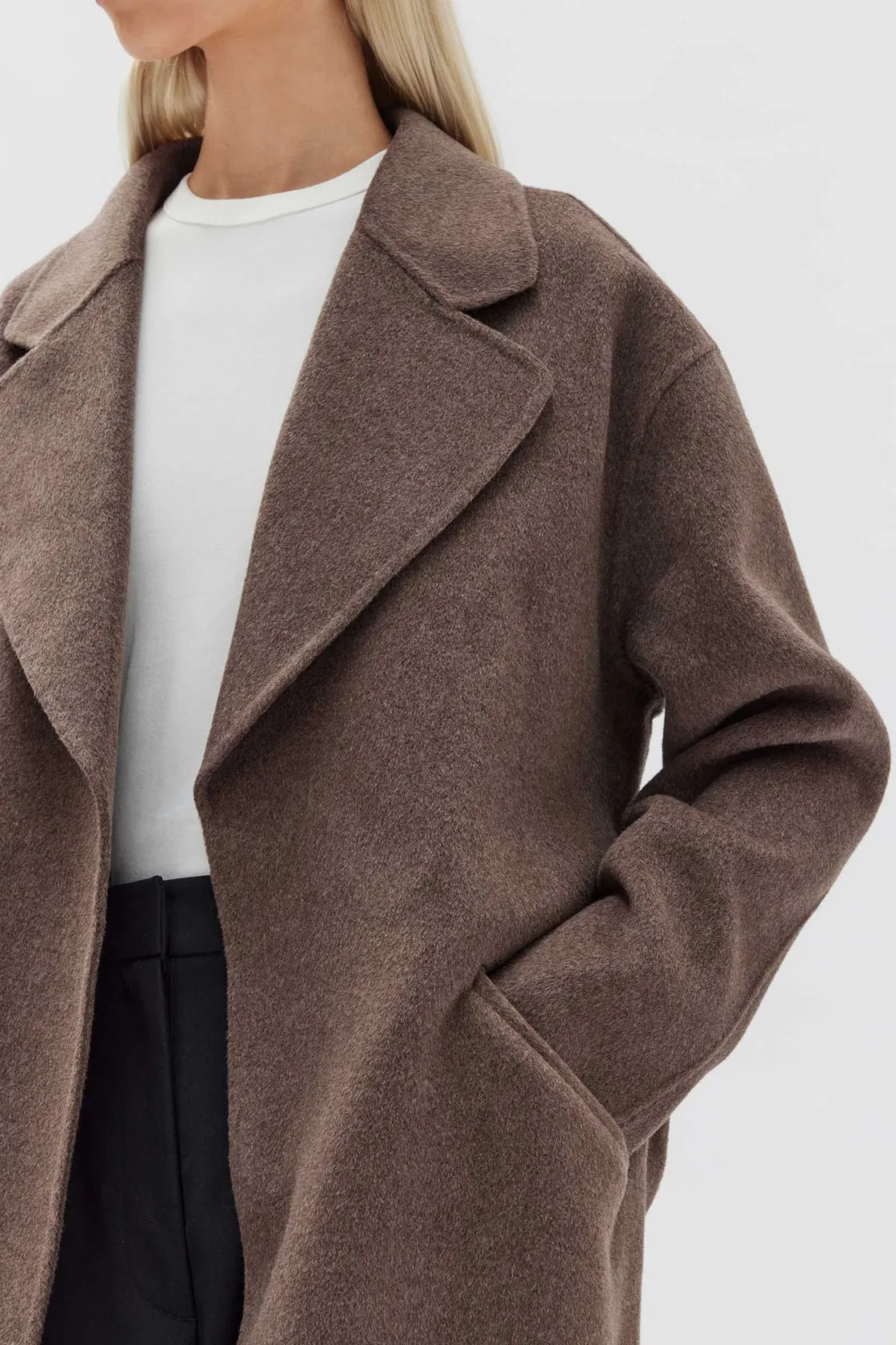 Sadie Cocoa Marle Single Breasted Wool Coat