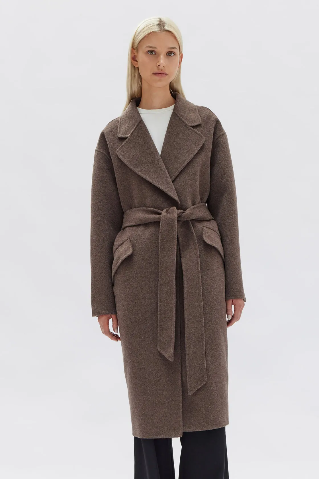 Sadie Cocoa Marle Single Breasted Wool Coat