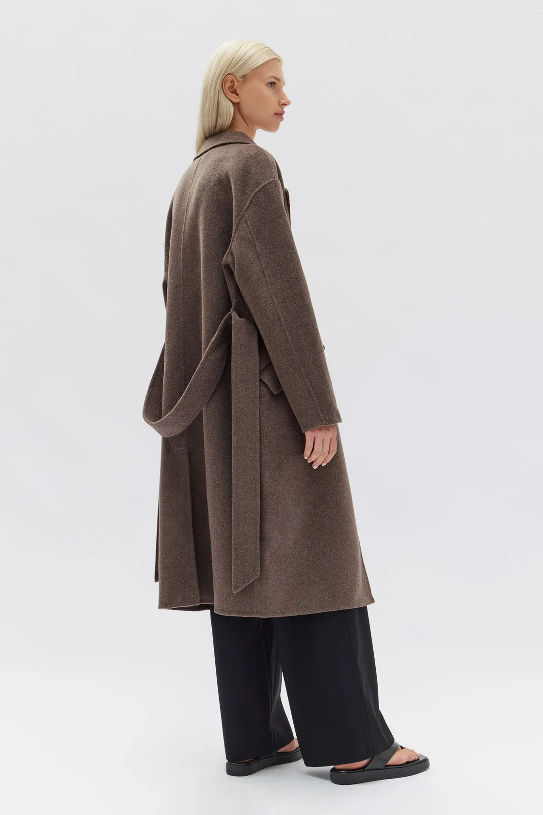 Sadie Cocoa Marle Single Breasted Wool Coat