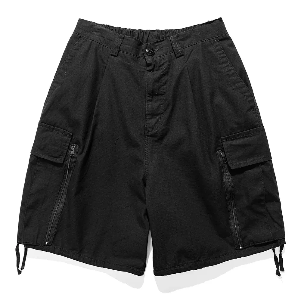 Safari Style Multi-Pocket Cargo Shorts - Loose Wide Leg Knee-length Half Pants