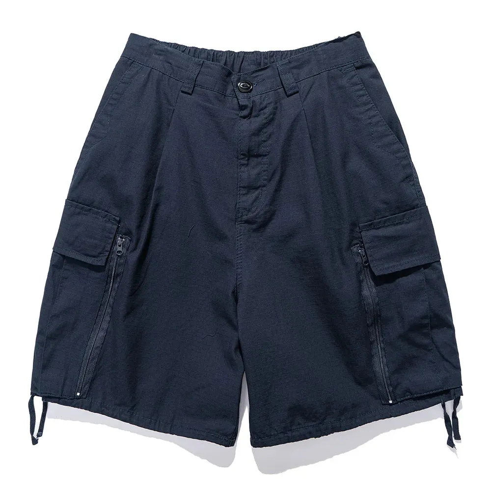 Safari Style Multi-Pocket Cargo Shorts - Loose Wide Leg Knee-length Half Pants