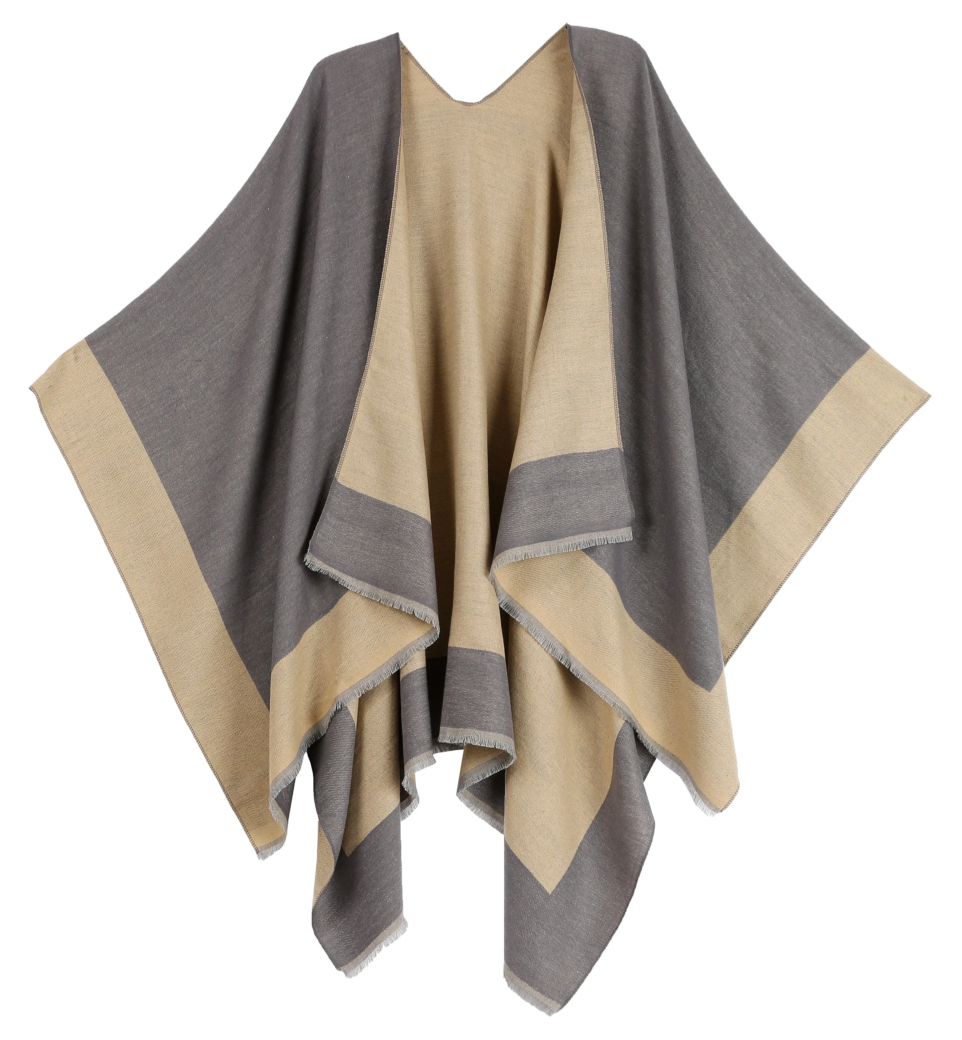 Sakkas Nila Women's Reversible Open Front Large Poncho Shawl Wrap Scarf Cape Ruana