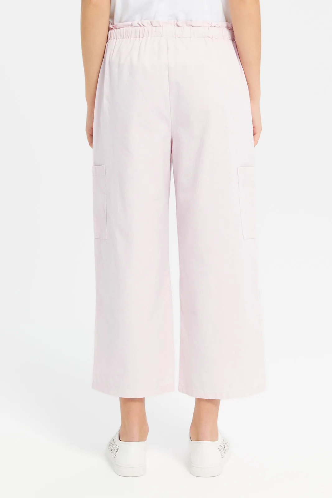 Senior Girls Pink Culotte Pants With Side Pocket