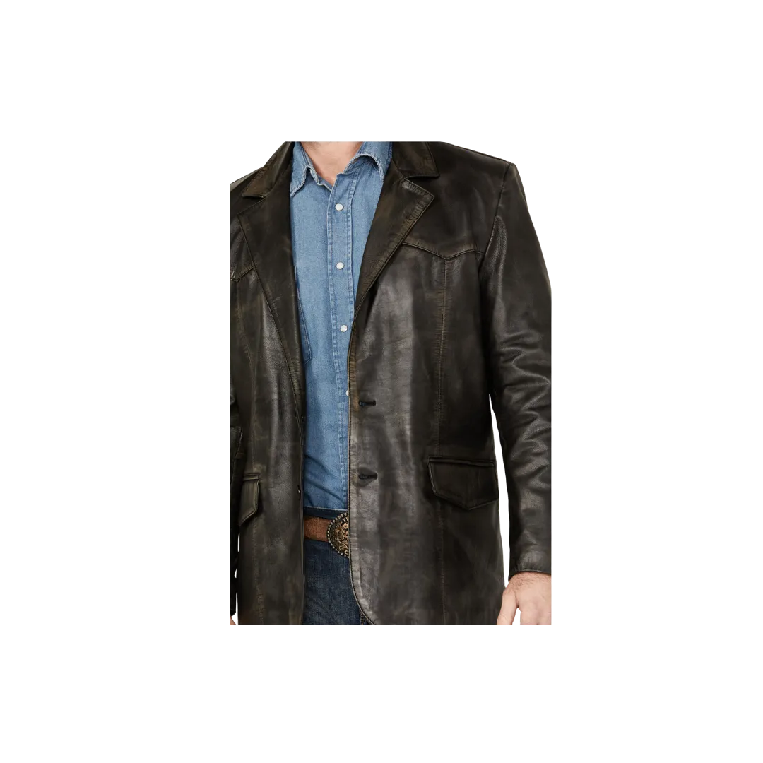 Sidran Men's Cripple Creek Leather Black Blazer