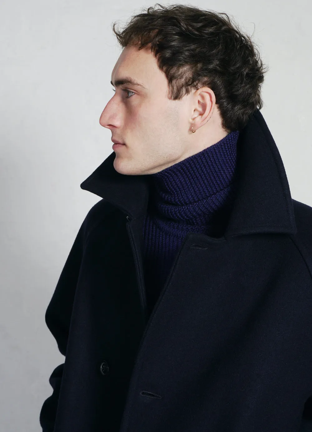 SIGURD | Long Lined Wool Coat | Solid Blue