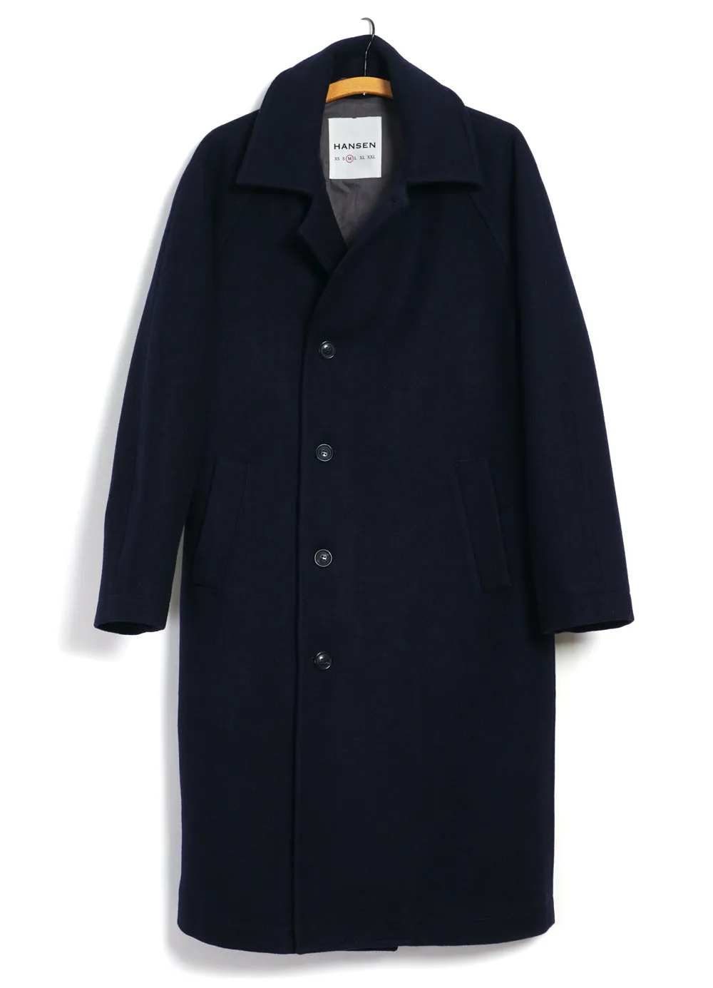 SIGURD | Long Lined Wool Coat | Solid Blue