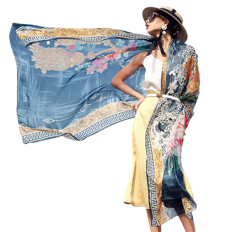 Silk Long Scarf Luxury Brand Women New Design Beach Blanket Shawl Wear Swimwear Bandana Hijab Face Shield Foulard 2020