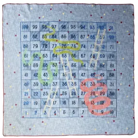 Snake and Ladders Furoshiki  printed on denim chambray