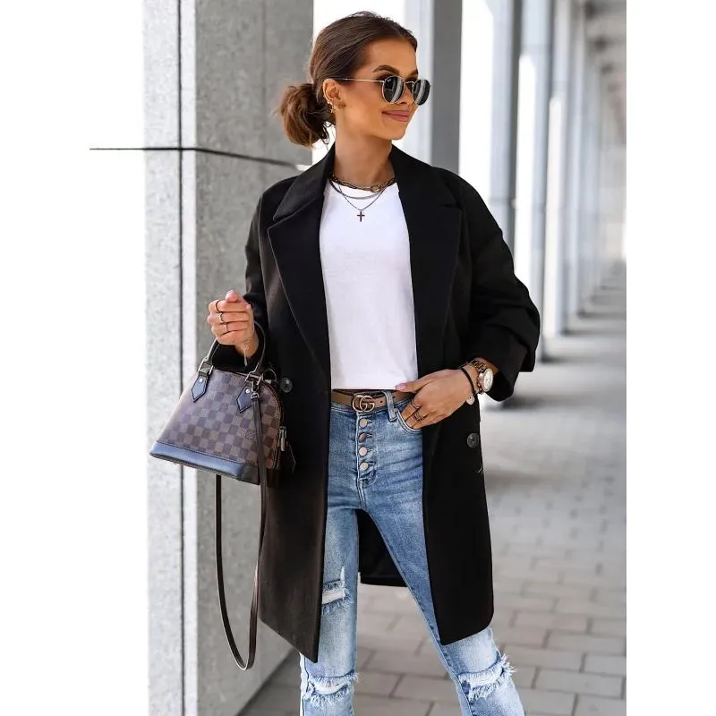 Solid Color Wool Blend Coat