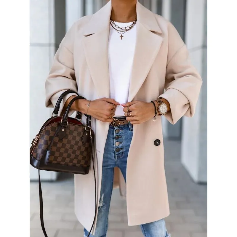 Solid Color Wool Blend Coat