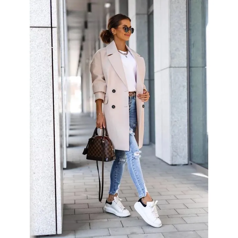 Solid Color Wool Blend Coat