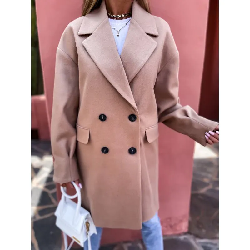 Solid Color Wool Blend Coat