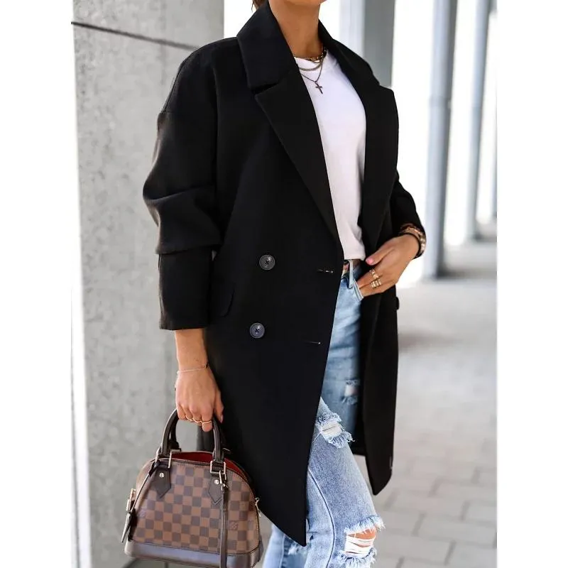 Solid Color Wool Blend Coat