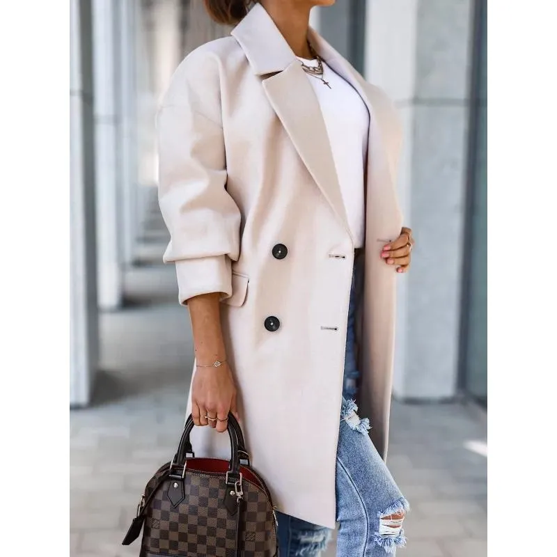 Solid Color Wool Blend Coat