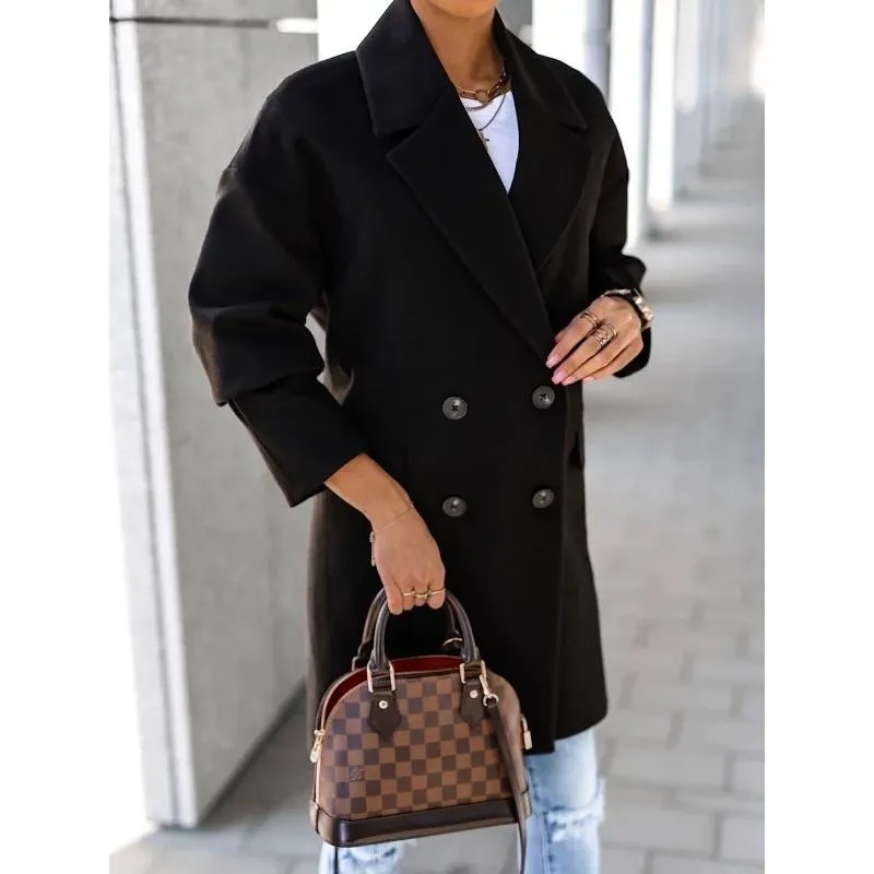 Solid Color Wool Blend Coat