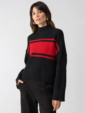 Stay Cozy Sweater Black Red Stripe