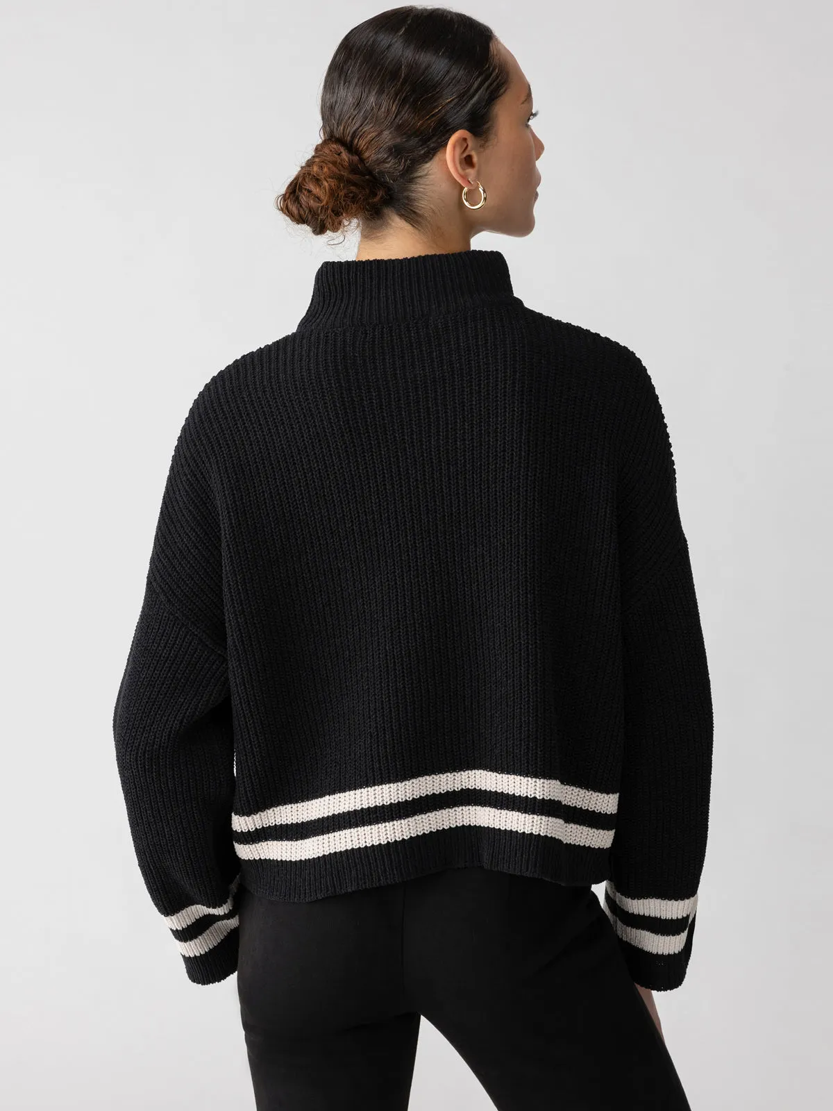 Stay Cozy Sweater Black Toasted Stripe