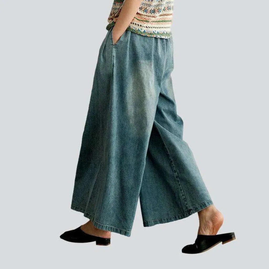 Stylish women's culottes denim pants