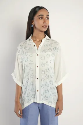 Sunset at Cat Island Handloom Bamboo Button Down Shirt Mint