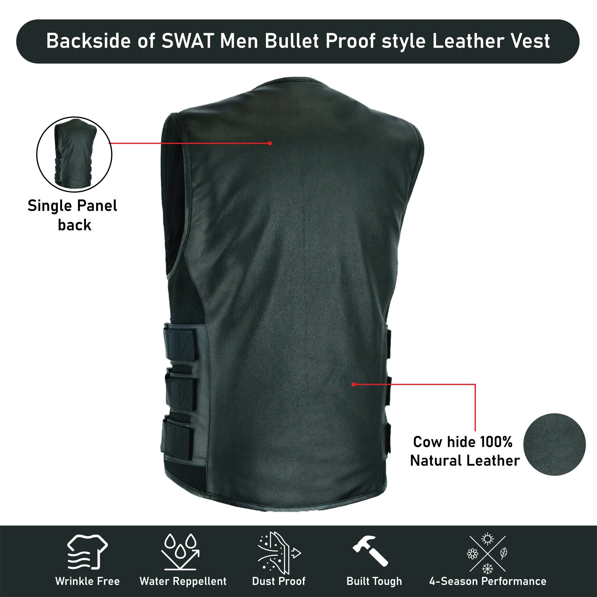 Swat Team  bullet proof style Biker club Leather Vest-Police vest 11645SPT