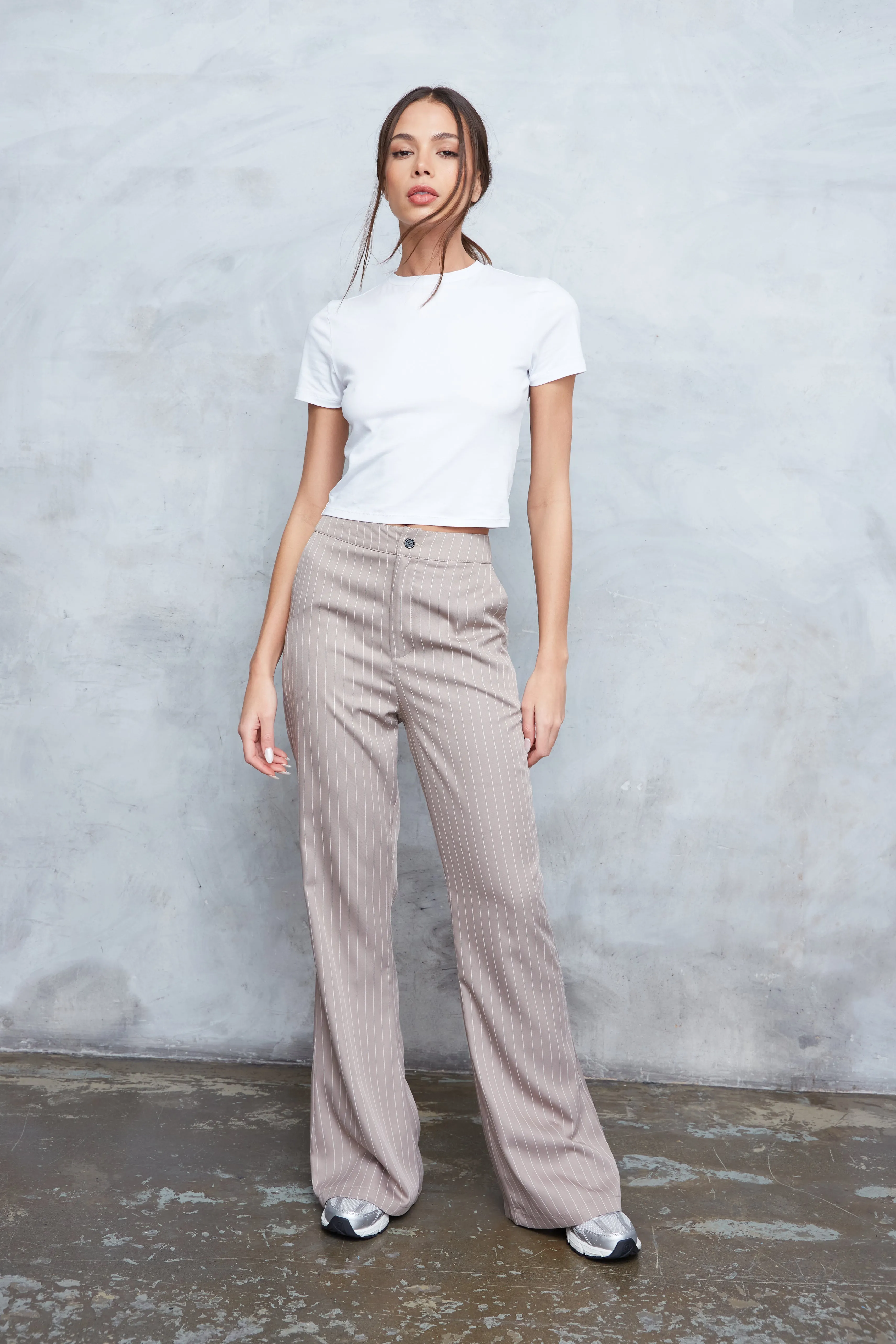 TAILORED PINSTRIPE FLARE TROUSERS