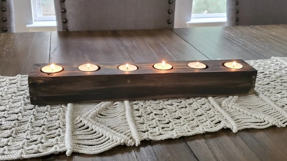 Tea Light Centerpiece | 18 inches long | Rubbed Ebony Finish