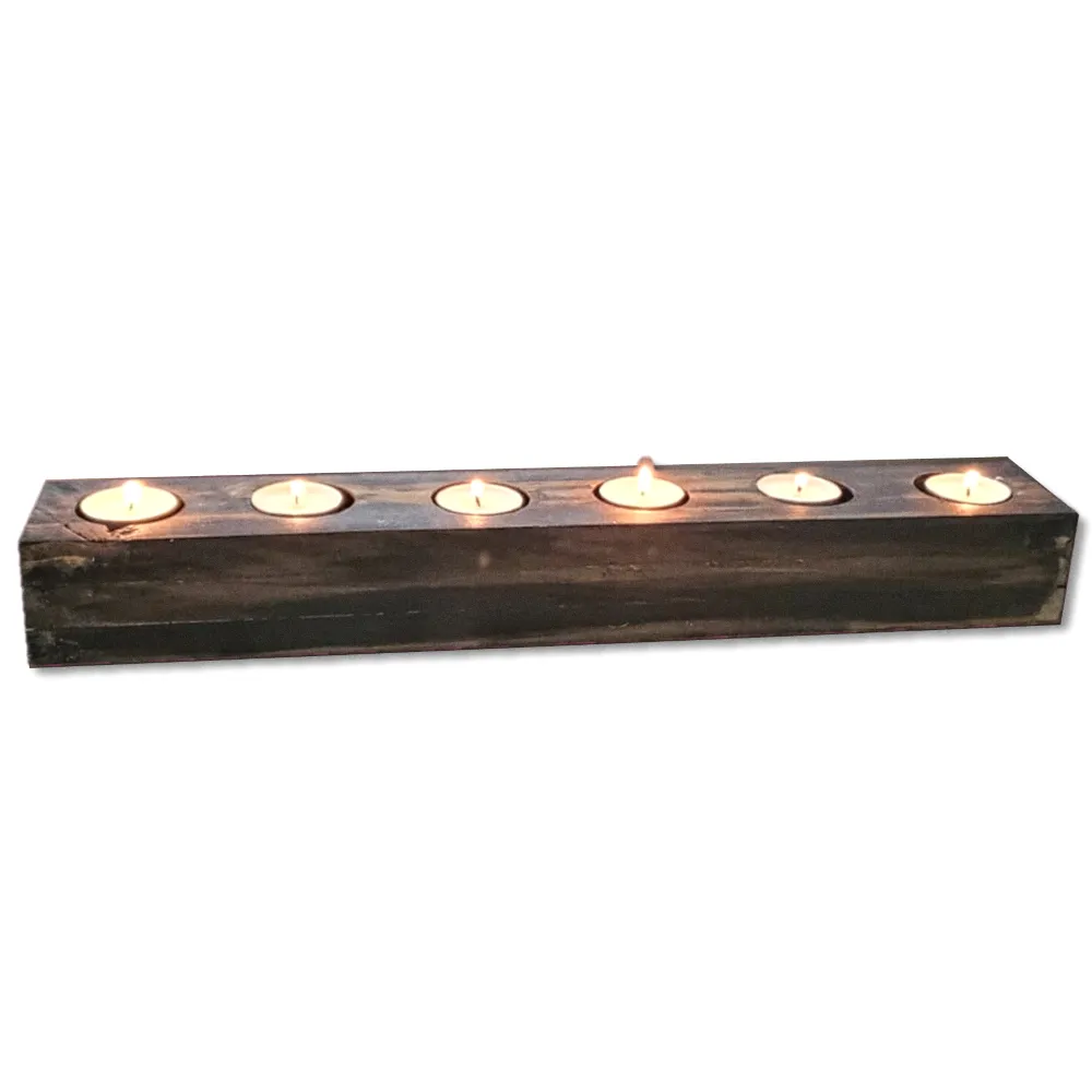 Tea Light Centerpiece | 18 inches long | Rubbed Ebony Finish