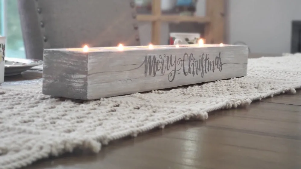 Tea Light Centerpiece | 18 inches long | Washed Gray Finish