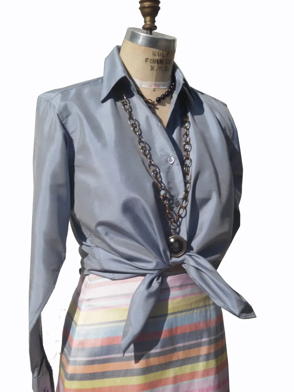 Thai Silk Button Down Shirt Fall South Sea Pearl