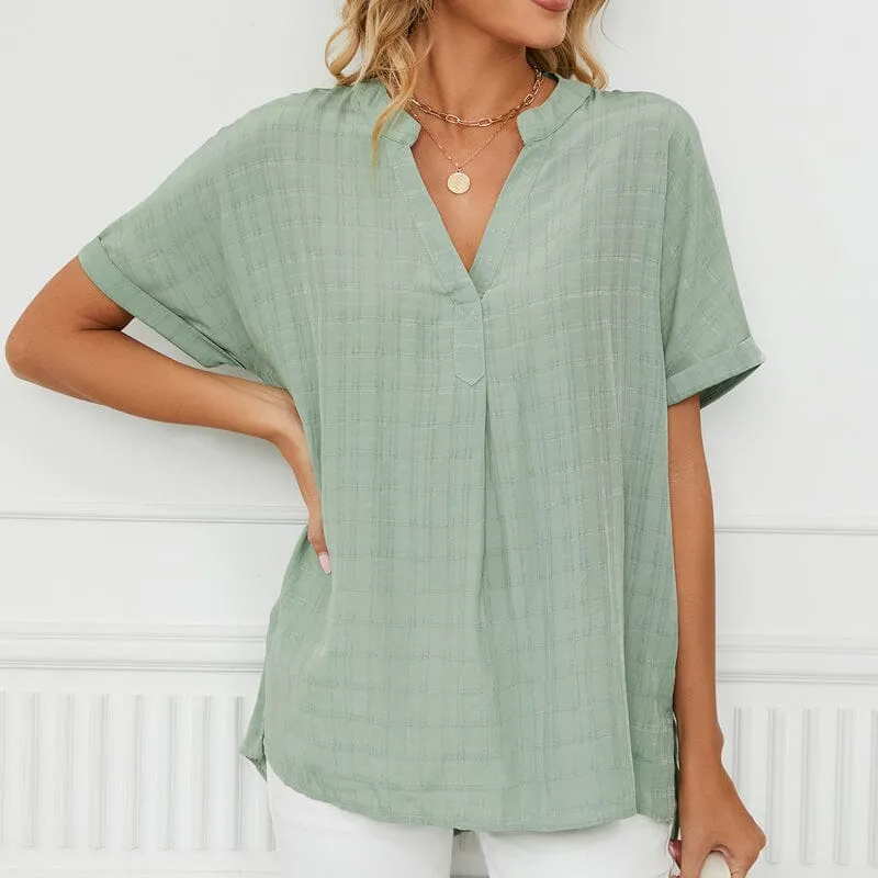 Thin V-neck Casual Shirt