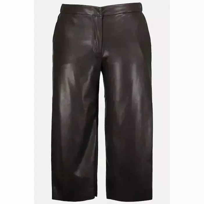 Ulla Popken Brown Leather Look Culottes