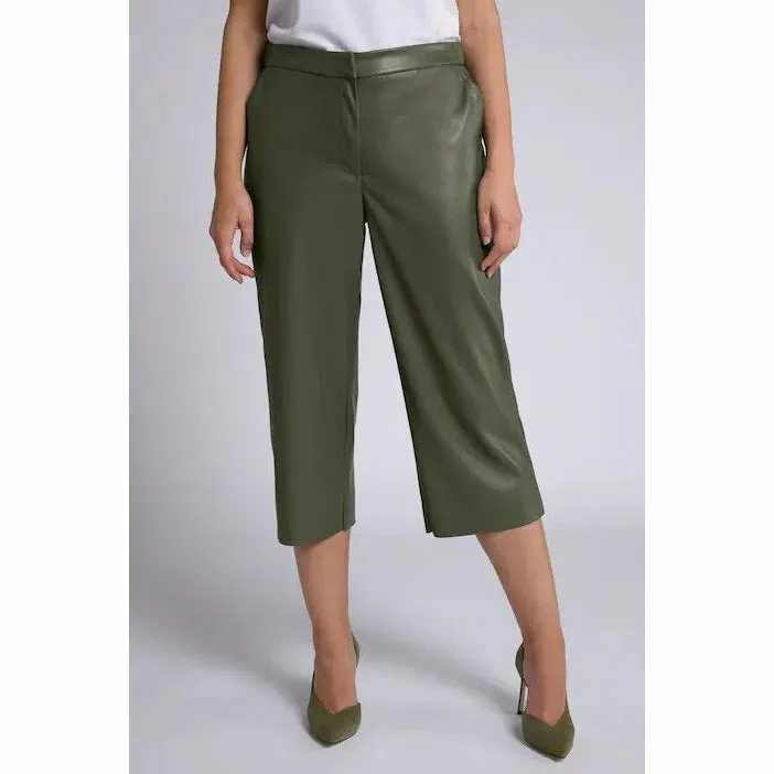 Ulla Popken Khaki Leather Look Culottes