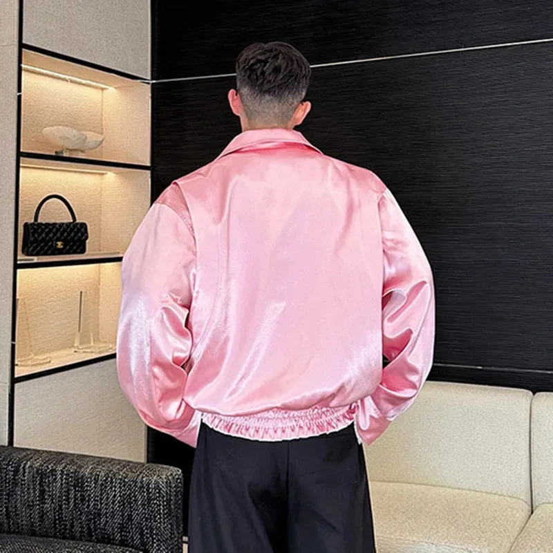 Versatile Male Jacket Lapel Soft Zipper Coat Two Solid Color Men's Korean Style Top Spring Men Clothing Trend 9C5175