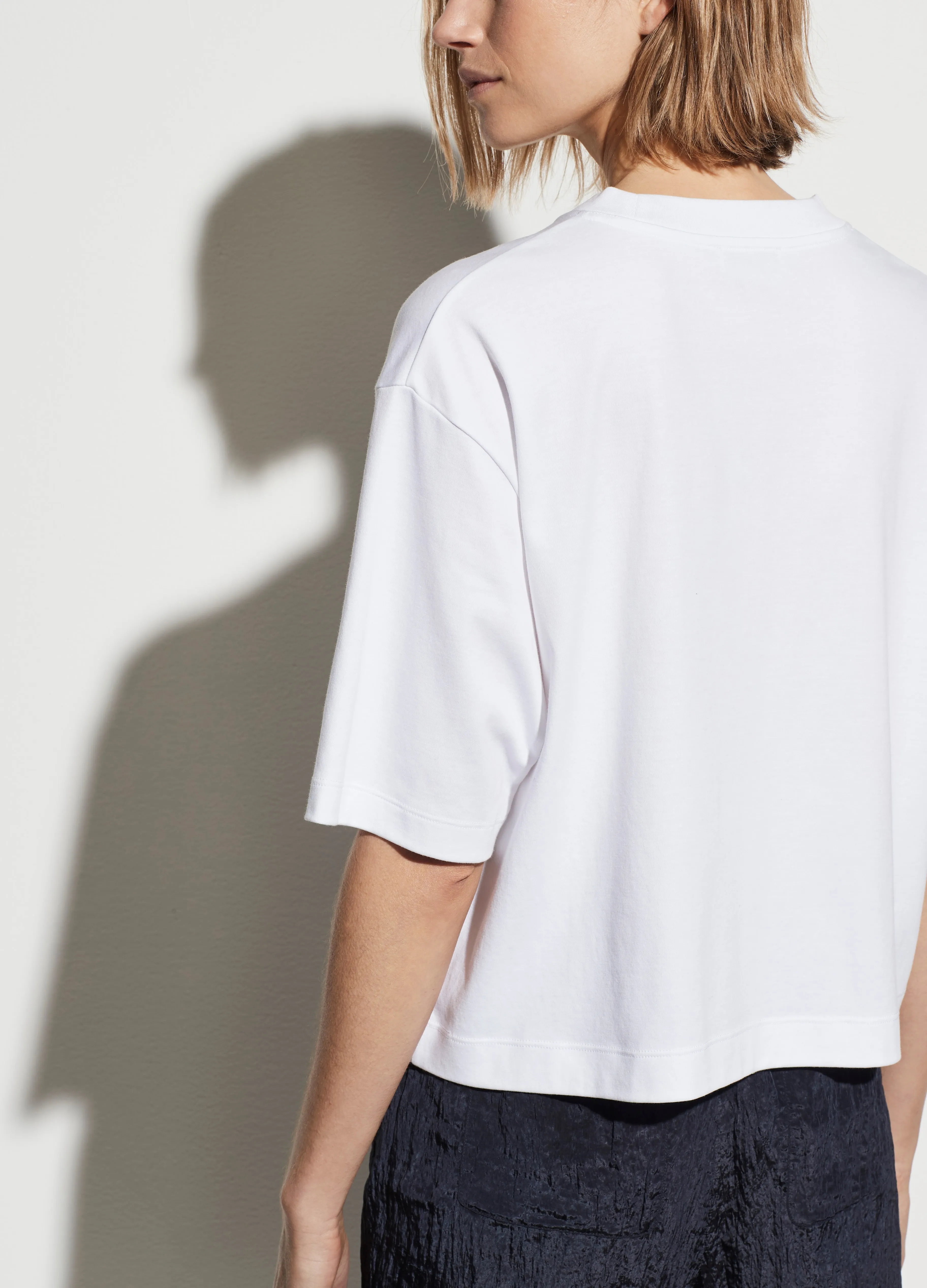 Vince - Wide Sleeve Crop Tee in Optic White