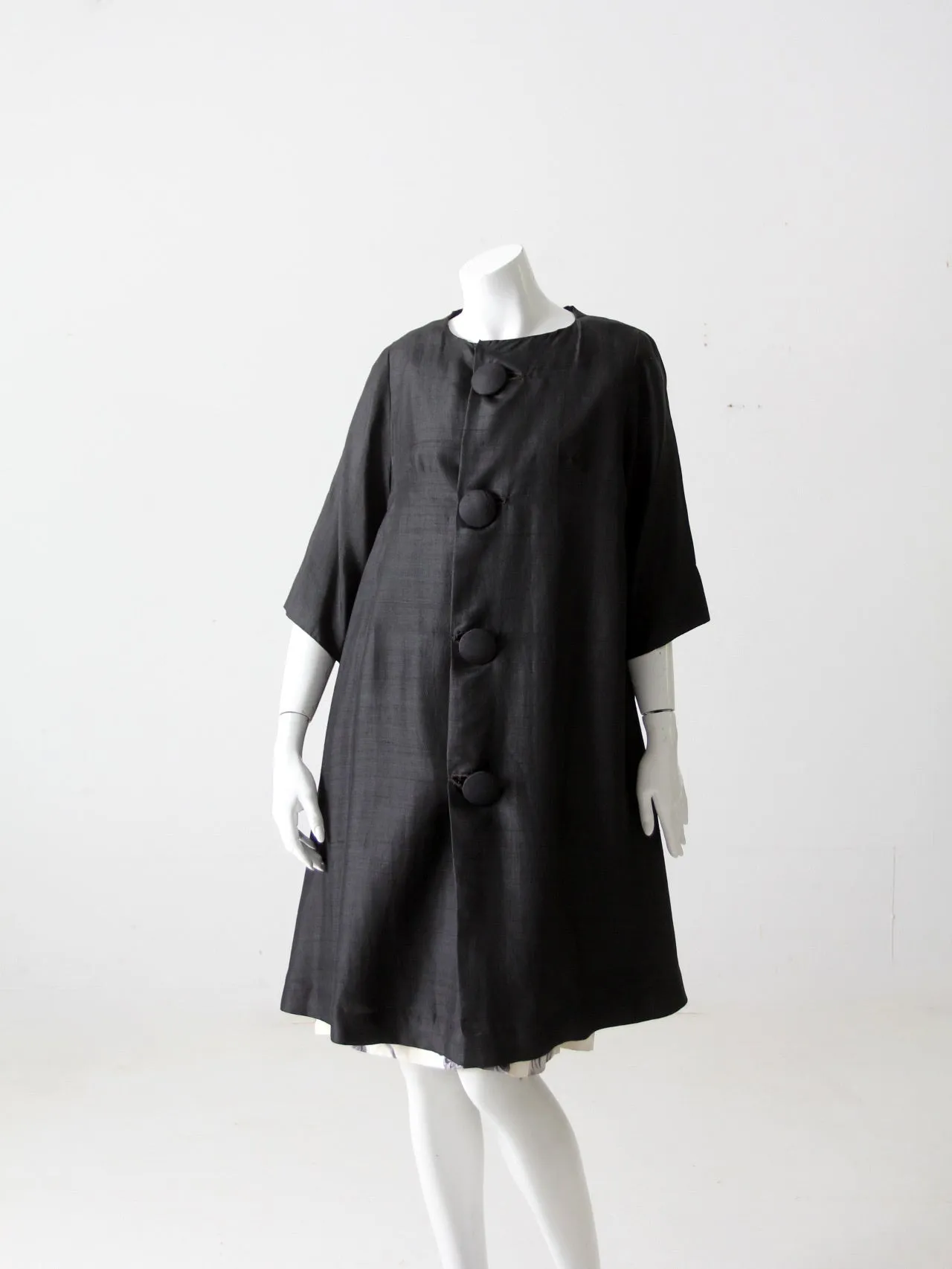 vintage 60s silk trapeze coat