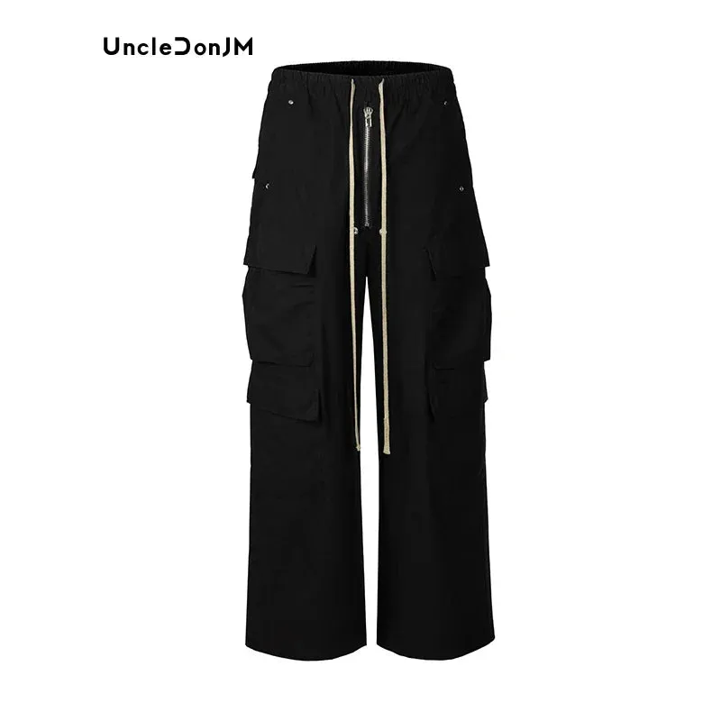 Vintage Zipper Side Pocket Cargo Pants Flared Casual Pants Men - Japanese Streetwear Trousers