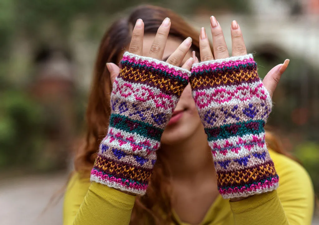 White Pink Multicolor Winter Hand Warmers-Texting Gloves