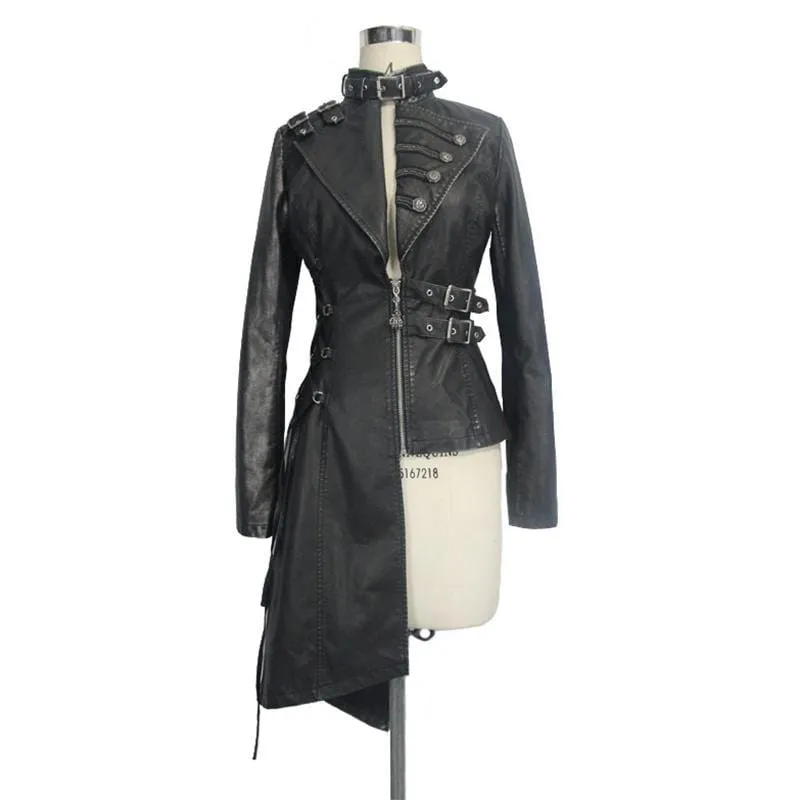 Women's Asymmetric Leather Punk Coat