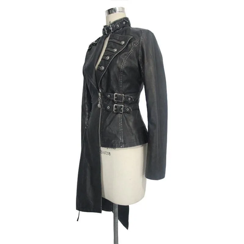 Women's Asymmetric Leather Punk Coat