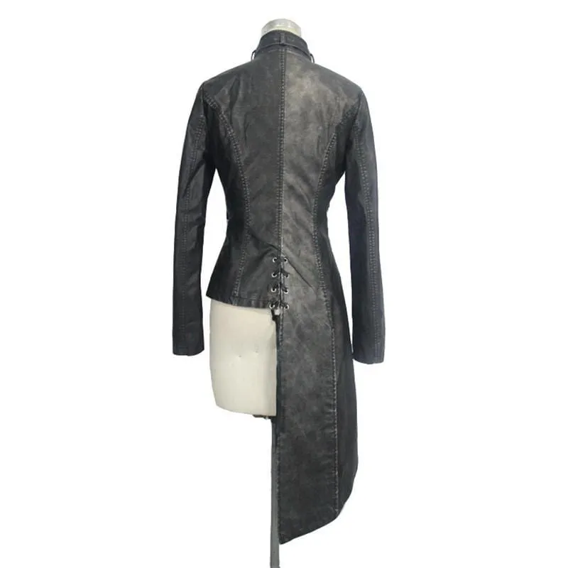 Women's Asymmetric Leather Punk Coat