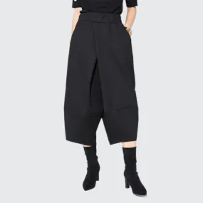 Women's Black Elastic Waist Trousers