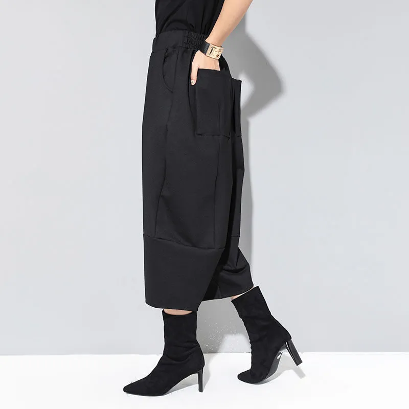 Women's Black Elastic Waist Trousers