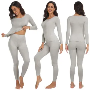 Women's Fleece Lined Thermal Underwear Set Soft Top Bottom 2 Pieces Keep Short Eye Catching